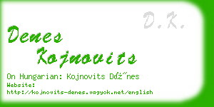 denes kojnovits business card